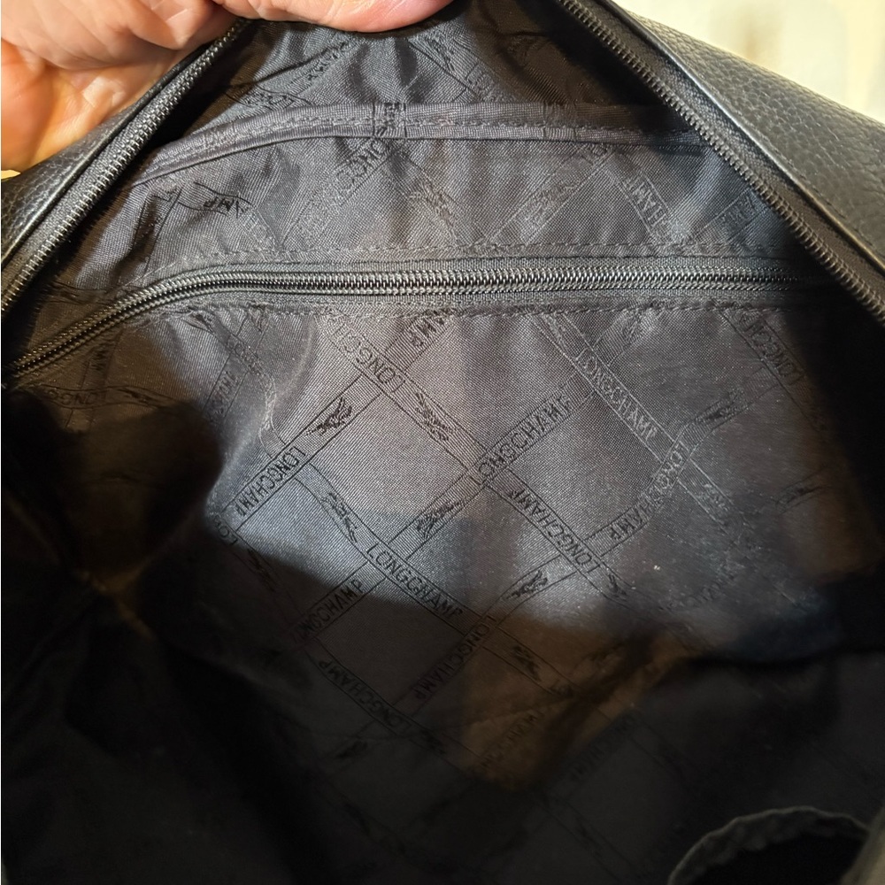 Longchamp Black Leather Handbag with Silver Buckle - Picture 5 of 9